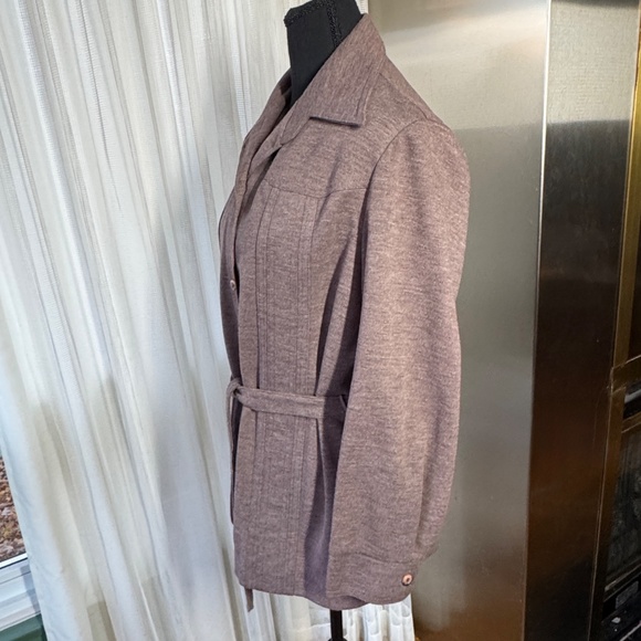 Vintage 1970s set, jacket and blouse, tie belt, taupe, NWT, Paris Star, 12 (M/L) - Picture 3 of 15